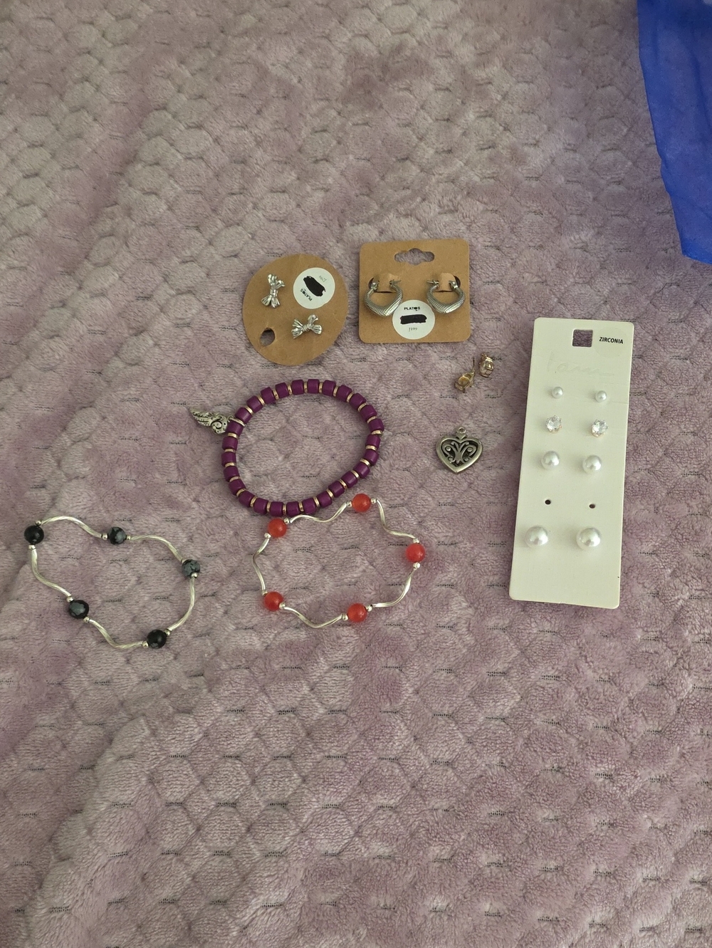 Mixed Fashion Jewelry Set - Purple, Red, Black, Silver, Pearl